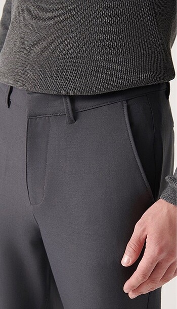 31 Beden gri Renk ERKEK Avva Antrasit Yumuşak Tuşeli W-Leisure Fit Chino Pantolon