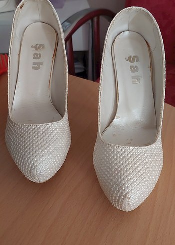 36 Beden beyaz Renk Diger Beyaz Dantel Detaylı Stiletto Kadın Ayakkabı