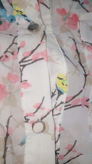 m Beden çeşitli Renk çiçekli kuşlu şifon gömlek