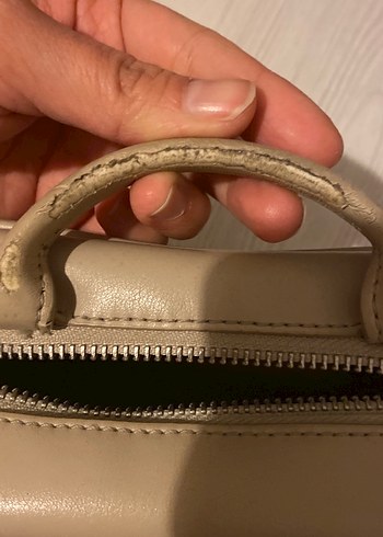 Bej Deri Kadın Çapraz Çanta - Görsel 3