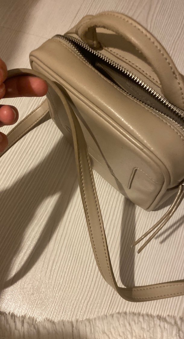 Bej Deri Kadın Çapraz Çanta - Görsel 5