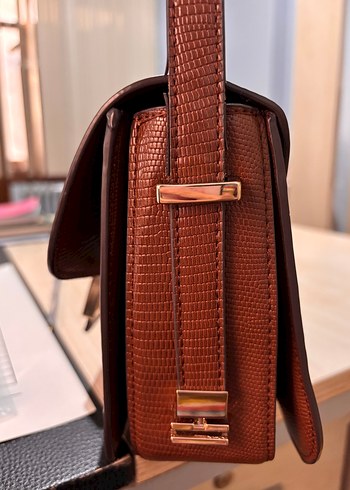 Kahverengi Deri Tokalı Kadın Çanta - Görsel 3