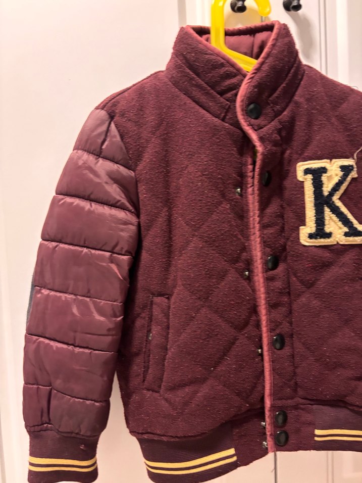 Bordo Erkek Çocuk Düğmeli Streetwear Mont - Görsel 2