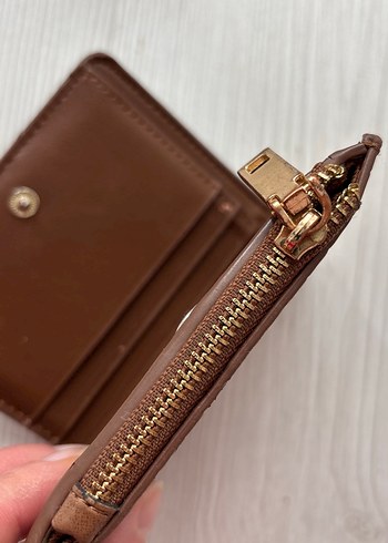 Kahverengi Deri Yılan Desenli Kadın Cüzdan - Görsel 6