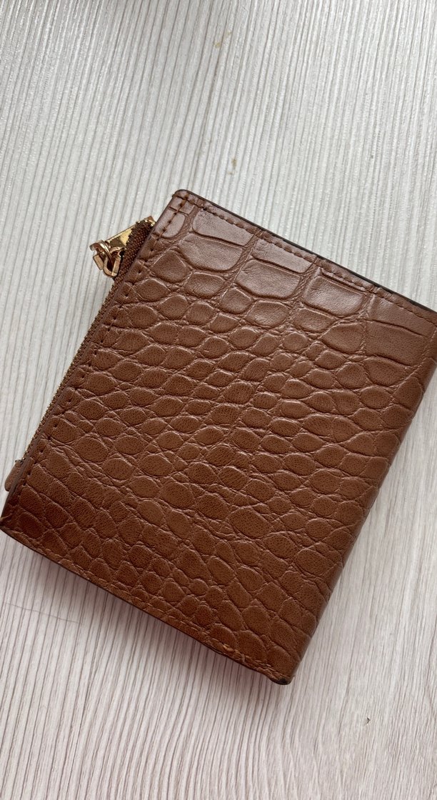 Kahverengi Deri Yılan Desenli Kadın Cüzdan - Görsel 5