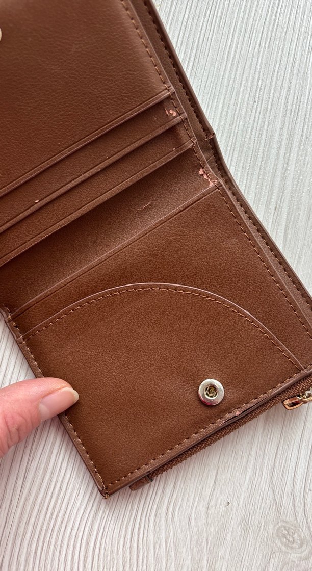 Kahverengi Deri Yılan Desenli Kadın Cüzdan - Görsel 3