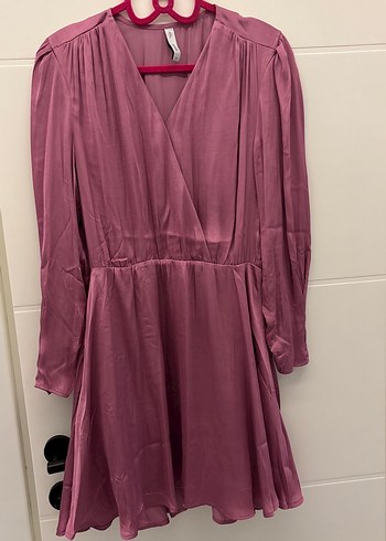 Mor Midi Bohem V Yaka Kadın Elbise - Görsel 7