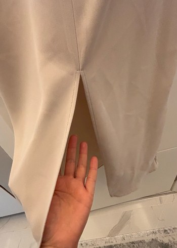 Düğmeli Bej Kadın elbise - Görsel 8