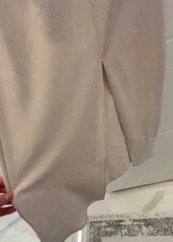 Düğmeli Bej Kadın elbise - Görsel 9