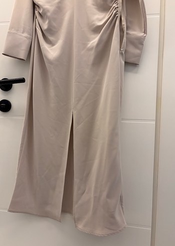 Düğmeli Bej Kadın elbise - Görsel 2