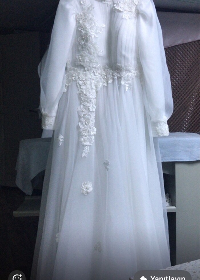 Sade zarif tesettür gelinlik - Görsel 5