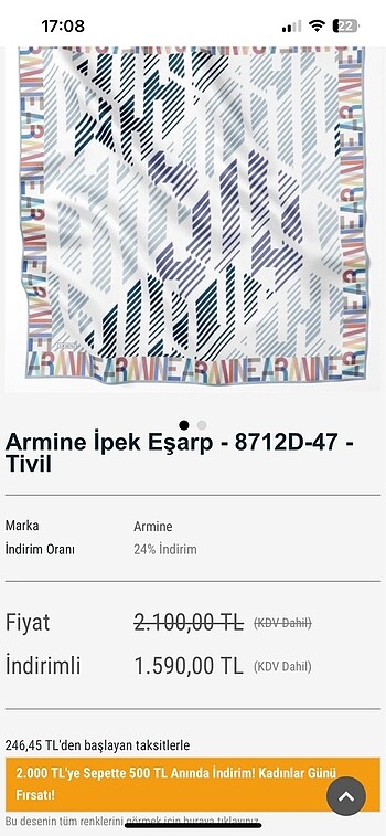 Armine Armine twill ipek eşarp