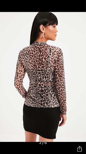 Trendyol & Milla Kahverengi leopar tül bluz