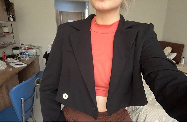 Crop blazer ceket