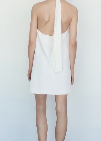 Mango Boyundan Bağlamalı Beyaz Elbise - Görsel 2