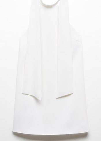 Mango Boyundan Bağlamalı Beyaz Elbise - Görsel 4