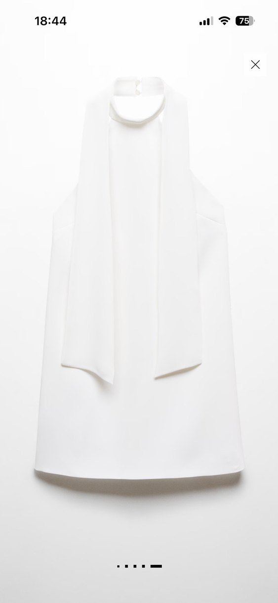 Mango Boyundan Bağlamalı Beyaz Elbise - Görsel 4