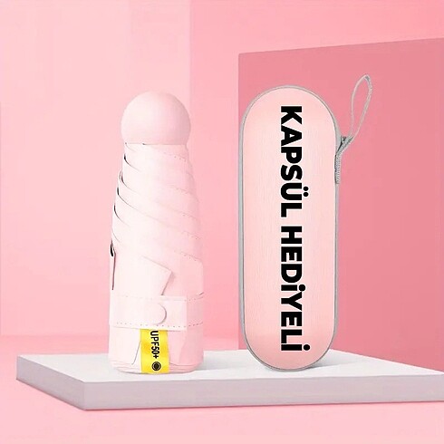 Pembe Mini Cep Boy Şemsiye - Görsel 5
