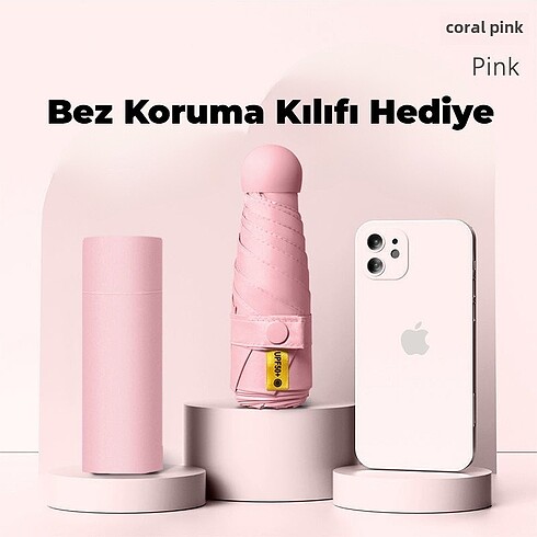 Cep boy mini şemsiye koruma kılıf hediyeli - Görsel 10