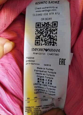 42 Beden Orijinal Emporio Armani bluz 