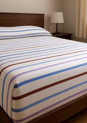 Çizgili Pastel Renkli Nevresim ve Çarşaf - Görsel 5