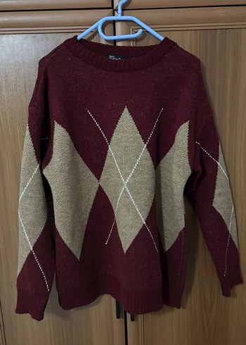 Bordo Oversize Triko Kadın Kazak