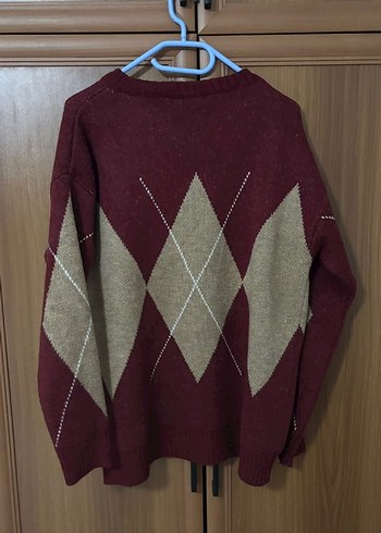Diğer Bordo Oversize Triko Kadın Kazak