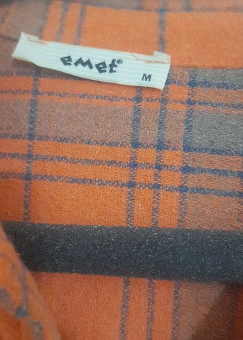 Düğmeli Ekose Gri turuncu Kadın Gömlek - Görsel 3