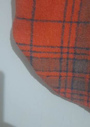 Düğmeli Ekose Gri turuncu Kadın Gömlek - Görsel 4