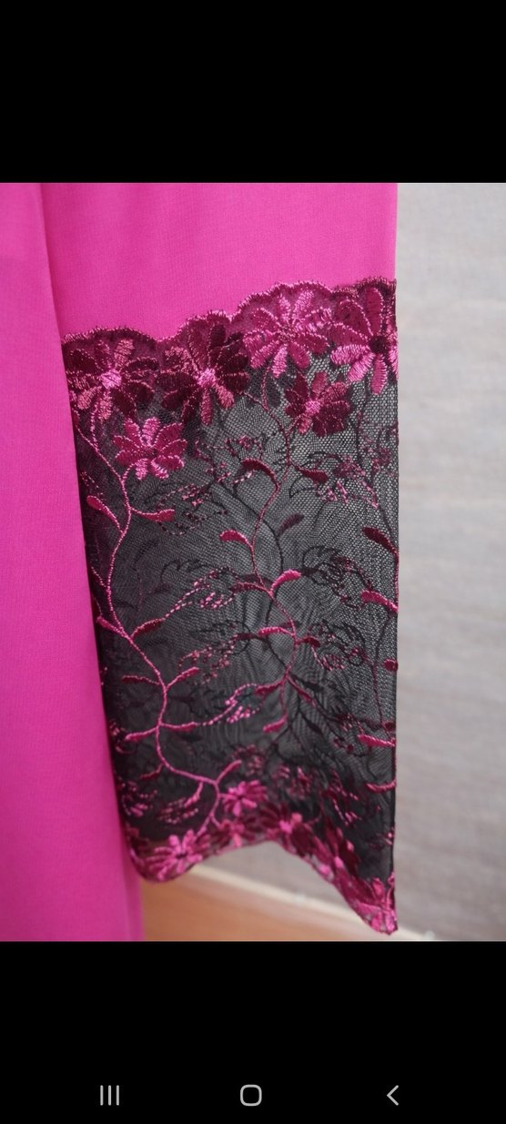 Pembe Nakışlı Uzun Kollu Bohem Kadın Sabahlık - Görsel 2