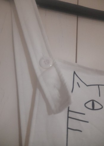 Beyaz kedi desenli Kadın Tulum - Görsel 3