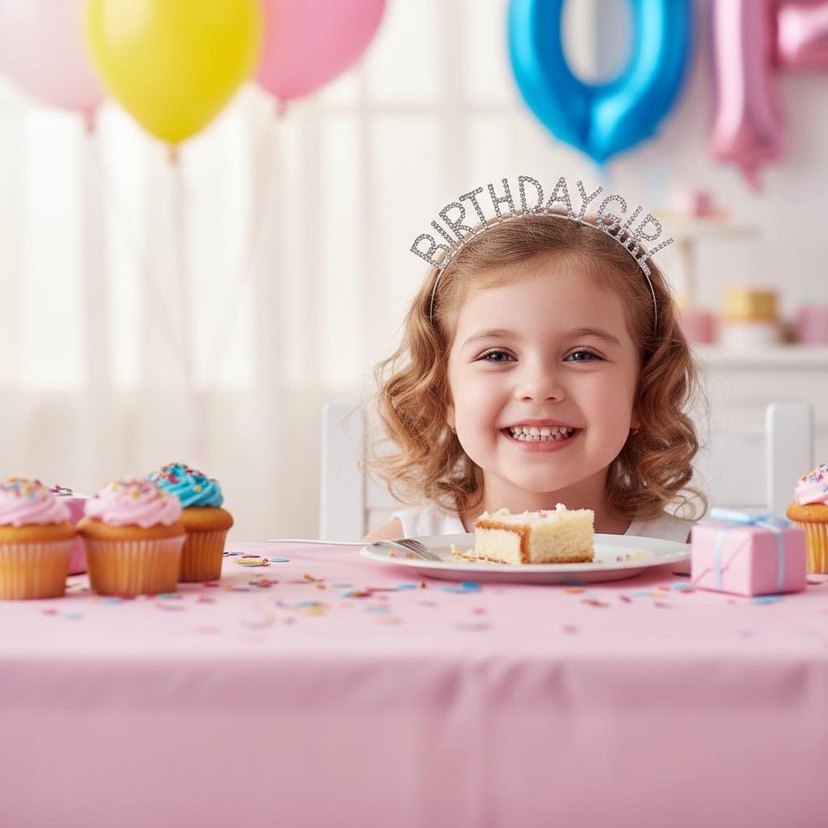 Beyaz Payetli Doğum Günü Kız Taç - Görsel 2