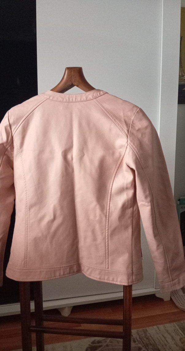 Pembe Kız çocuk Deri Ceket - Görsel 3