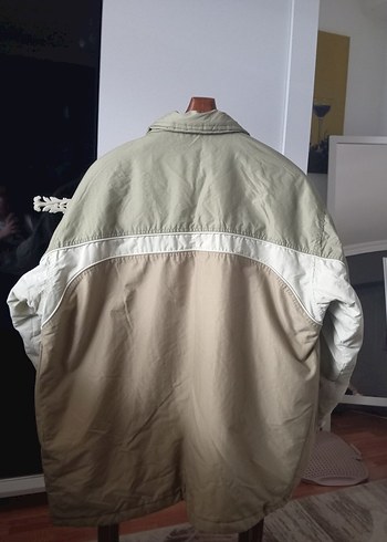 Haki Renkli, Fermuarlı, Salaş Kesim Erkek Mont - Görsel 3