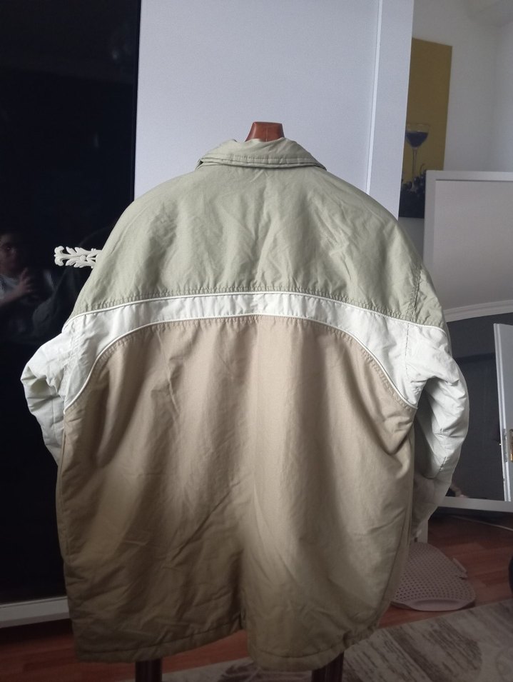 Haki Renkli, Fermuarlı, Salaş Kesim Erkek Mont - Görsel 3