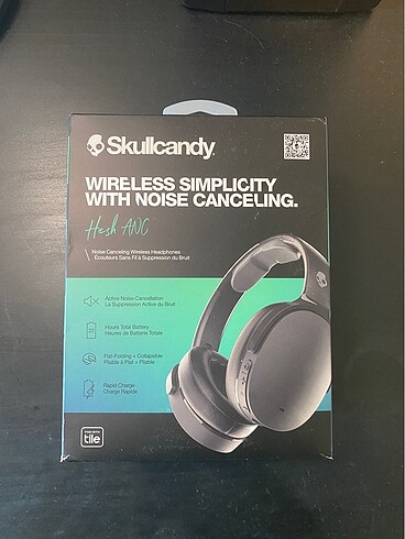 Skullcandy Hesh ANC - Kutu, Orijinal şarj ve aux kablosu, Gürült
