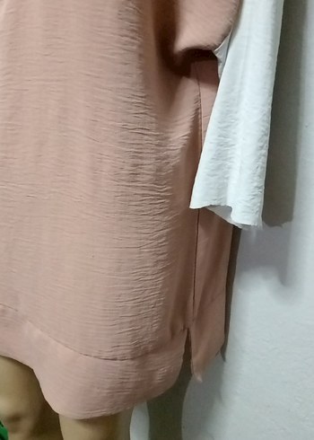 42 Beden pembe Renk Pembe V Yaka Uzun Kollu Midi Tunik 42 Beden