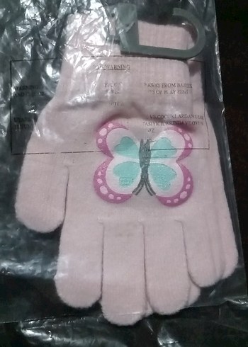 Kız Çocuk Pembe Kelebek Desenli Eldiven 6 Yaş - Görsel 3