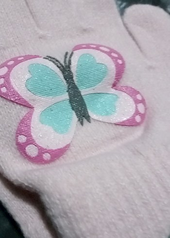 Kız Çocuk Pembe Kelebek Desenli Eldiven 6 Yaş - Görsel 6