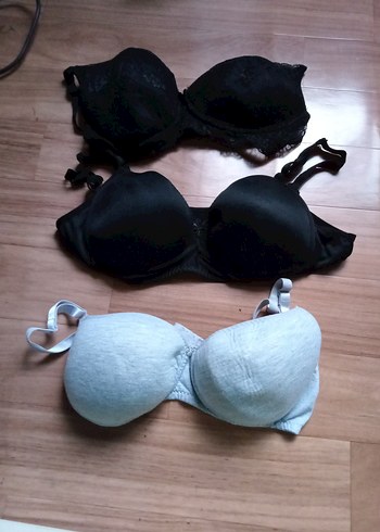 Gri ve Siyah Basic Sütyen Seti 85 90 B