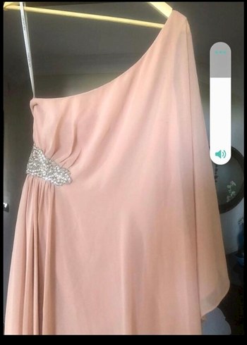 Kadın Bej Drapeli Uzun Abiye Elbise - Görsel 3