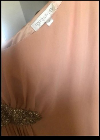 Kadın Bej Drapeli Uzun Abiye Elbise - Görsel 4