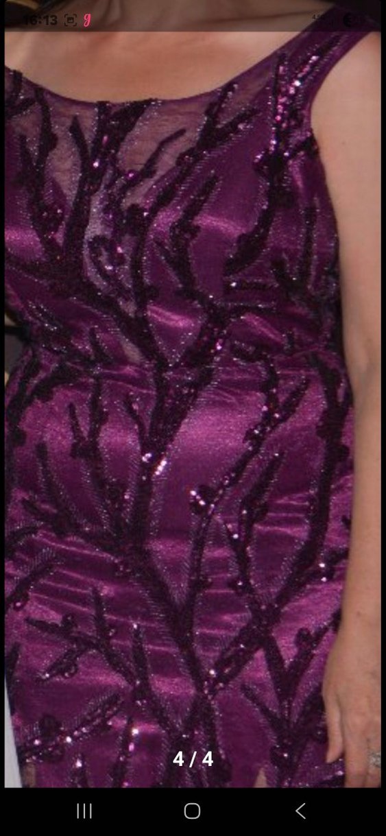 Bordo Dantel İşlemeli Uzun Abiye Elbise - Görsel 3