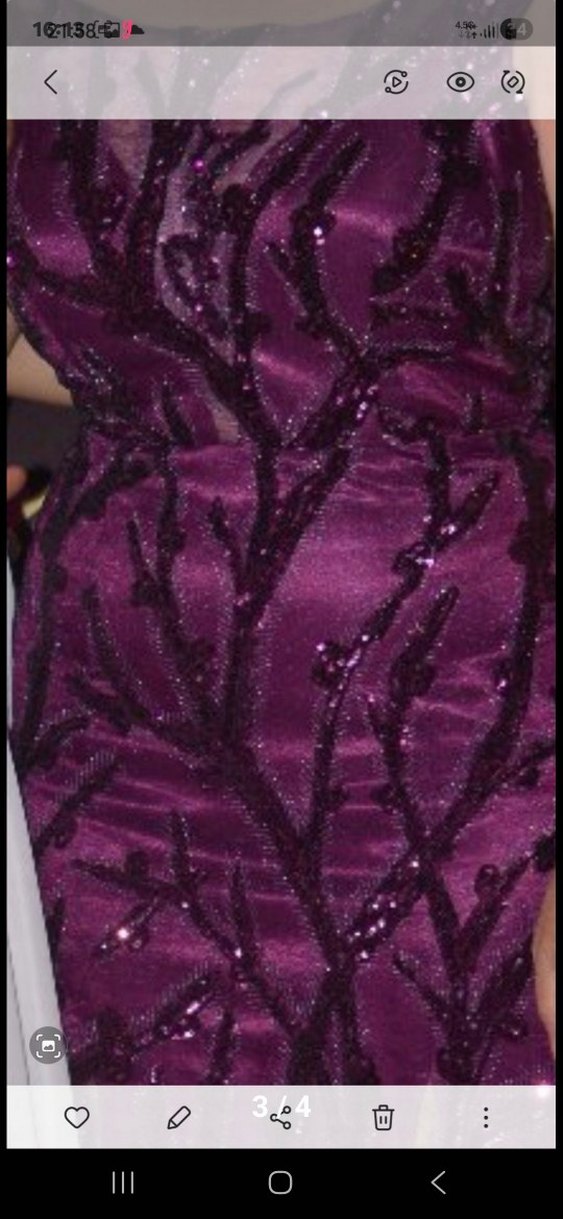 Bordo Dantel İşlemeli Uzun Abiye Elbise - Görsel 2