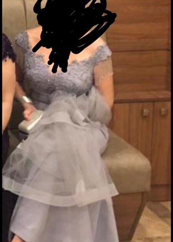 Gri Nakışlı Uzun Abiye Elbise - Görsel 2