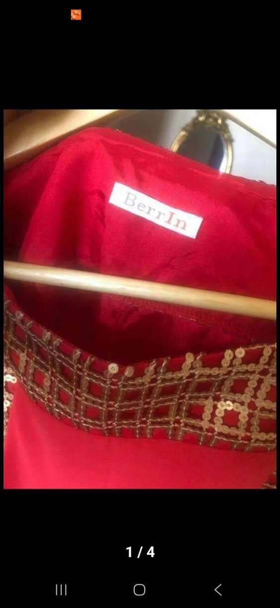 Kırmızı Uzun Drapeli Abiye Elbise - Görsel 2