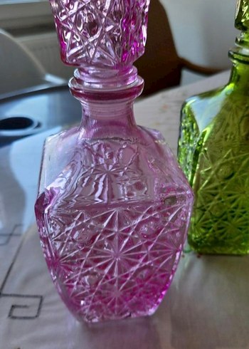 Pembe Renkli Desenli Cam Vazo - Görsel 2