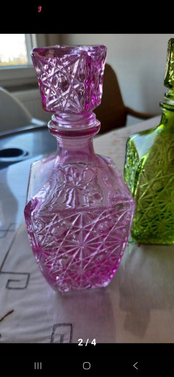 Pembe Renkli Desenli Cam Vazo - Görsel 2