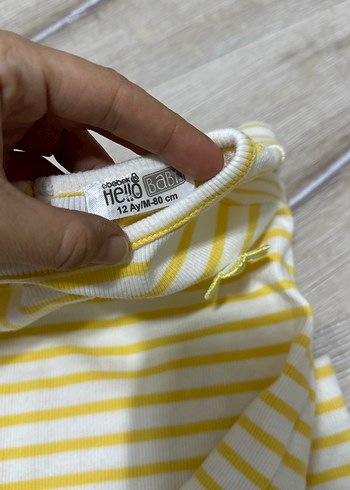 Sarı Çizgili Kısa Kollu Bebek Kıyafet Seti - Görsel 4