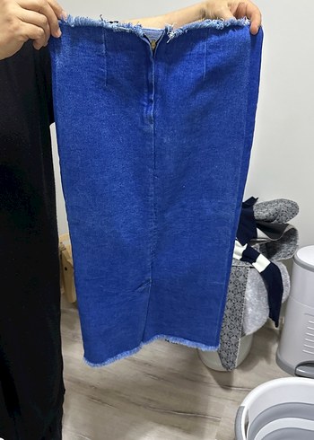 Kadın Mavi Denim Midi Etek - Görsel 2